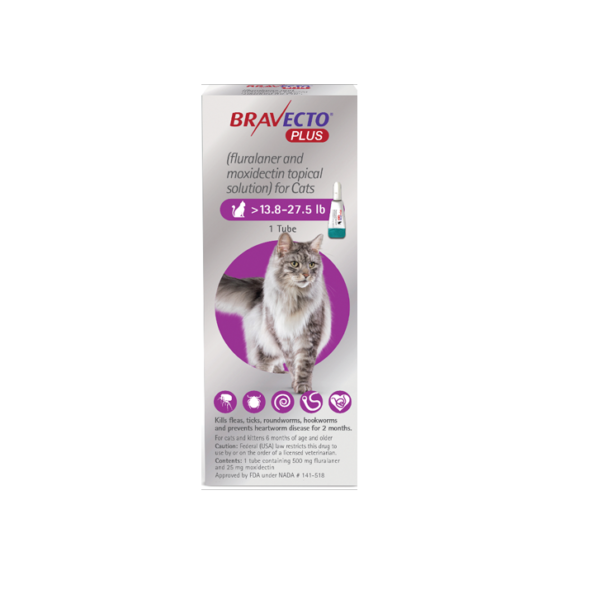 قطره ضد کک و کنه گربه (موضعی) براوکتو پلاس (6/25 تا 12/5 کیلو) | Bravecto Plus