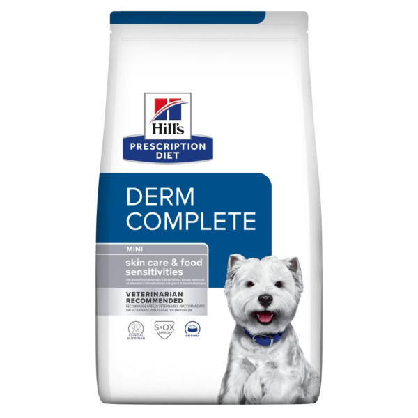 غذای خشک درمانی هیلز سگ درم کامپلیت | هایپوآلرژیک، حساسیت غذایی و پوستی| نژاد کوچک و مینیاتوری | Derm Complete Adult Senior Hill's PRESCRIPTION DIET