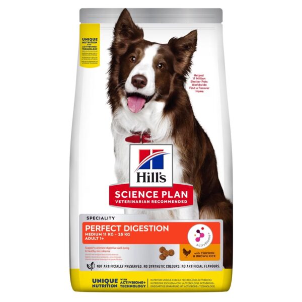 غذای خشک مراقبتی هیلز سلامت گوارش | سگ بالغ بالای 1 سال | نژاد متوسط | 2/5کیلوگرم | Hill's Science Plan Perfect Digestion Medium Adult