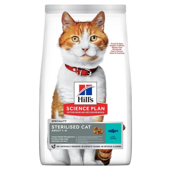 غذای خشک هیلز مخصوص گربه عقیم‌شده بالغ 1 تا 6 سال | طعم ماهی تن1/5کیلوگرم | Hill's Science Plan Sterilised Cat Adult Cat Food