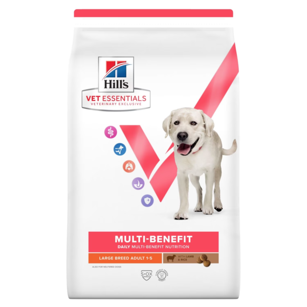 غذای خشک هیلز مولتی بنفیت مخصوص سگ بالغ | نژاد بزرگ 14 کیلوگرم | Hill's Vet Essential Adult