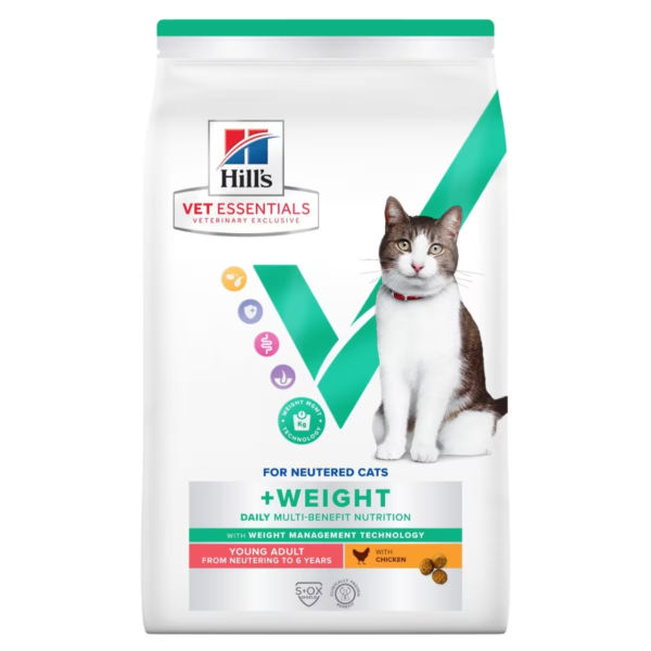 غذای خشک هیلز گربه بالغ و عقیم شده | طعم مرغ | Hill's Vet Essentials Adult Weight Cat Food