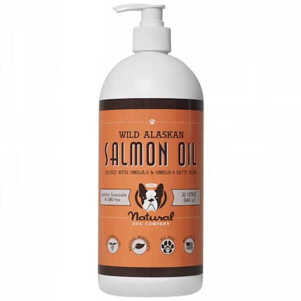 روغن ماهی سالمون آلاسکا | ۱۰۰٪ طبیعی | مخصوص سگ | همه نژادها و سنین | Natural Dog Company Salmon Oil