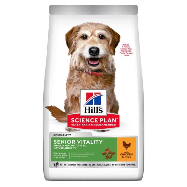 غذای خشک مراقبتی هیلز مخصوص سگ مسن +7 با طعم مرغ برنج | نژاد کوچک | 1/5 کیلوگرم | HILL'S SCIENCE PLAN SENIOR VITALITY