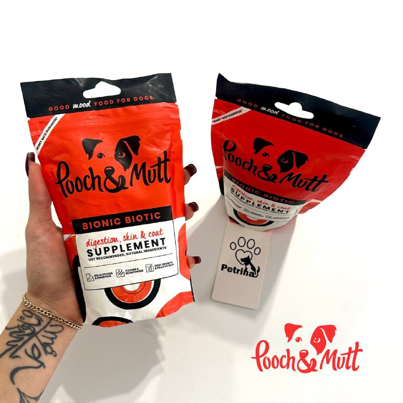 پودر پروبیوتیک سگ BIONIC BIOTIC برند Pooch & Mutt | ضدخارش و حساسیت پوستی | تقویت گوارش حساس - بدون غلات | 200 گرم