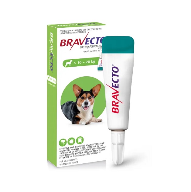 قطره ضد کک و کنه سگ براوکتو سگ نژاد متوسط (10 تا 20 کیلو) | Bravecto Spot-On