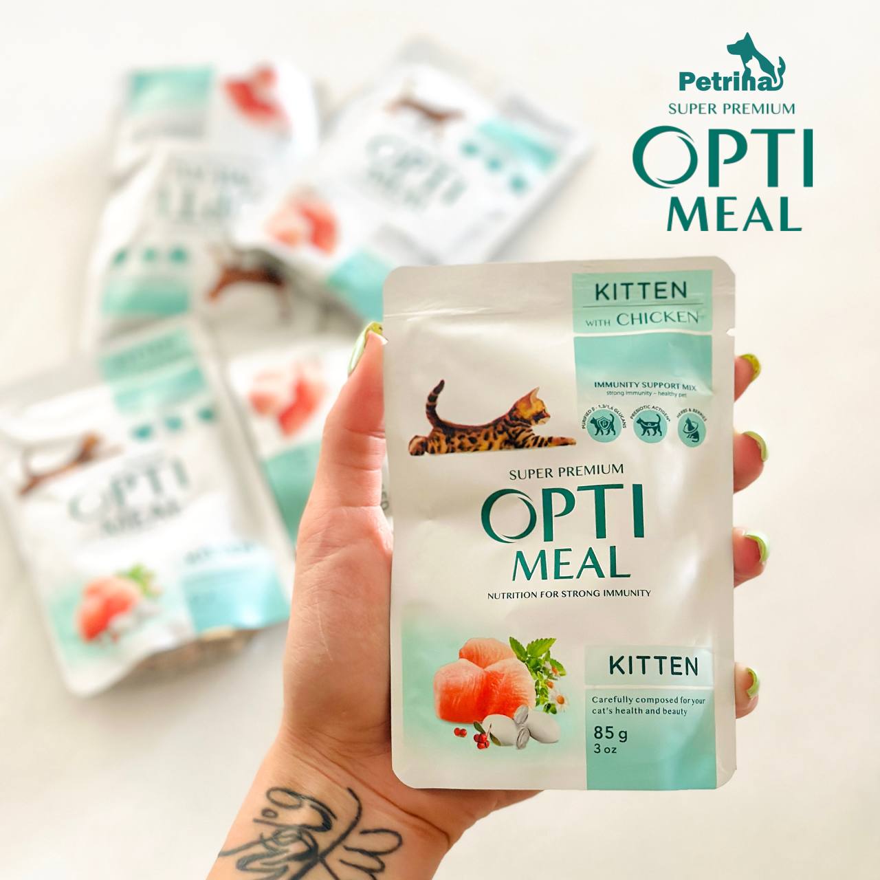KITTEN VITAL NURTURE Chicken Rice Recipe1 پوچ بچه گربه OptiMeal با مرغ | تقویت سیستم ایمنی KITTEN VITAL NURTURE Chicken Rice Recipe
