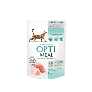 پوچ گربه عقیم شده OptiMeal با مرغ، بوقلمون و سبزیجات | تقویت سیستم ایمنی | 85 گرم