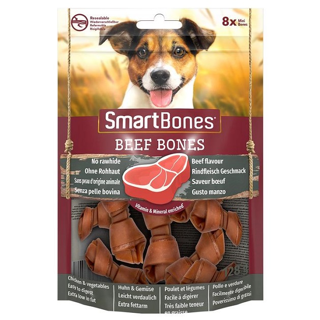 تشویقی دنتال سگ اسمارت بونز با طعم گوشت گاو (گره ای) | SmartBones Beef Bones 5x