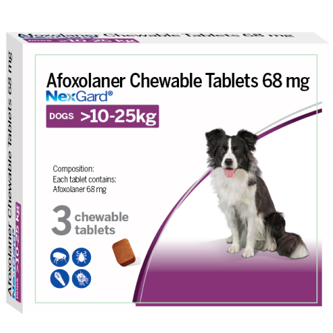 قرص ضد کک و کنه سگ NexGard مناسب 10 تا 25 کیلو | NexGard Chewable Tablets