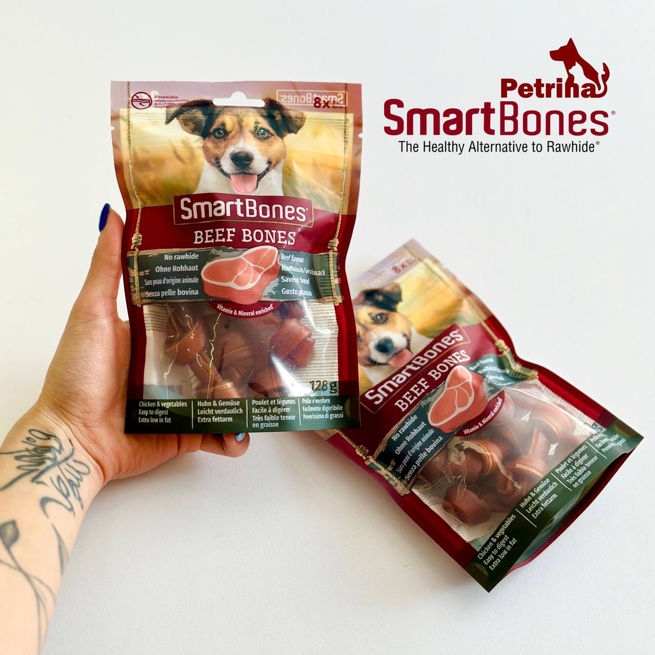 SmartBones Beef Bones 8x تشویقی دنتال سگ اسمارت بونز طعم گوشت گاو (گره ای 8 تایی) | SmartBones Beef Bones 8x