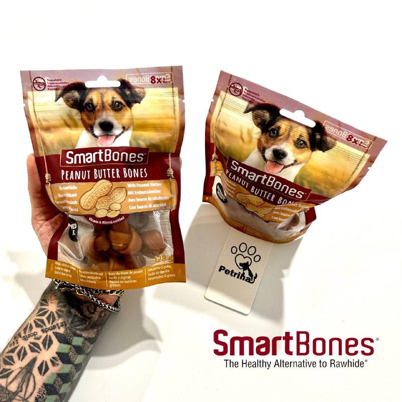 تشویقی دنتال سگ اسمارت بونز با طعم کره بادام زمینی و مرغ - گرهای (8 عدد) | SmartBones Peanut Butter Sticks