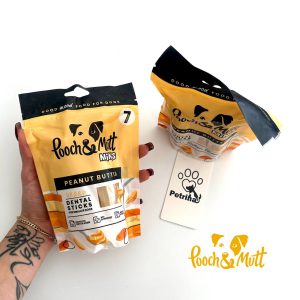 تشویقی دنتال سگ مینی Pooch & Mutt | ضد جرم و تارتار با کره بادام زمینی | سلامت ذهنی (7 عدد) Pooch & Mutt DENTAL STICKS PEANUT BUTTER DENTAL STICKS FOR Small DOGS