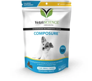 آرامش‌بخش طبیعی و فوری سگ جثه کوچک برند وتری ساینس (آمریکایی) | 30 عدد Composure™ Calming Supplement for Small Dogs Chews