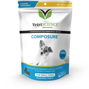 آرامش‌بخش طبیعی و فوری سگ جثه کوچک برند وتری ساینس (آمریکایی) | 30 عدد Composure™ Calming Supplement for Small Dogs Chews