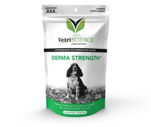 مکمل ضد حساسیت فصلی - محیطی و تقویت پوست و موی سگ برند وتری ساینس | 70 عدد Derma Strength® Skin & Coat Supplement for Dogs Chews