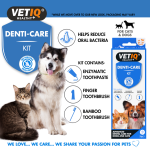 پکیج خمیردندان و مسواک سگ و گربه برند VETIQ | (خمیر دندان + 2 مسواک) VETIQ® Denti-Care Kit For Cats & Dogs