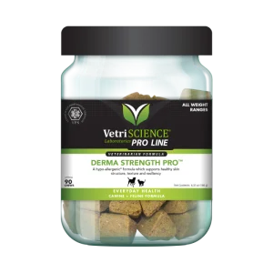 مکمل پیشرفته ضد خارش و حساسیت فصلی - محیطی سگ و گربه برند وتری ساینس | 90 عدد VetriScience Derma Strength Pro™ Skin Supplement for Dogs & Cats Chews
