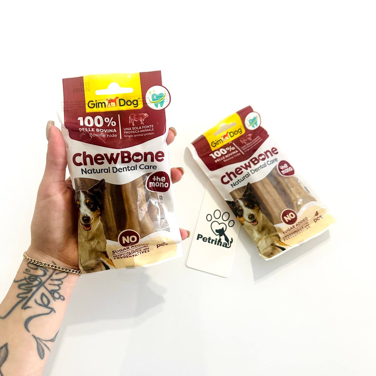 Gim Dog Chewbone RAWHIDE STICK تشویقی دنتال سگ جیم داگ | کاهش جرم و پلاک دندان | بسته 4 عددی Gim Dog Chewbone RAWHIDE STICK