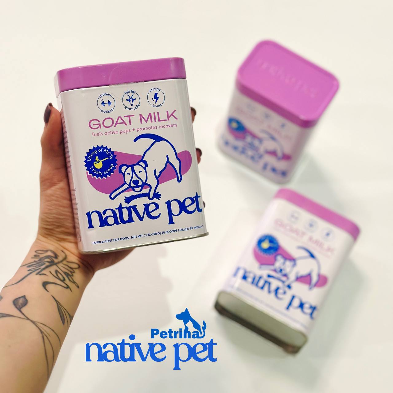 Native Pet Goat Milk toppers مکمل شیر بز Native Pet | تقویتکننده سگ کار، ریکاوری و بازسازی بدن Native Pet Goat Milk toppers