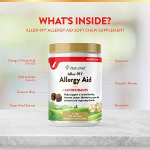 ضد آلرژی سگ طبیعی نچر وت (آمریکایی)| 180 عدد NaturVet® Aller-911® Allergy Aid Soft Chews