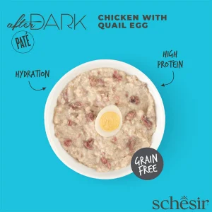 کنسرو گربه SCHESIR Dark فیله مرغ و تخم بلدرچین | 80 گرم  SCHESIR After Dark Chicken With Quail Egg in paté 80g in can Food for adults