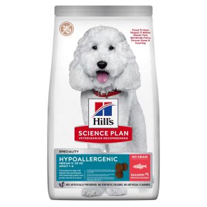 غذای خشک سگ هیلز هایپوآلرژنیک (بدون غلات) | نژاد متوسط و بزرگ | 12 کیلو  Hypoallergenic Adult Medium Breed Dry Dog Food with Salmon Hill's Science Plan