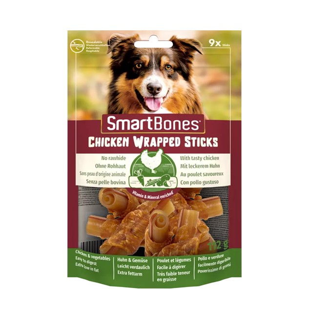 تشویقی دنتال سگ اسمارت بونز | 9 عدد (رول مرغ و سبزیجات) | SmartBones® Chicken Wrapped