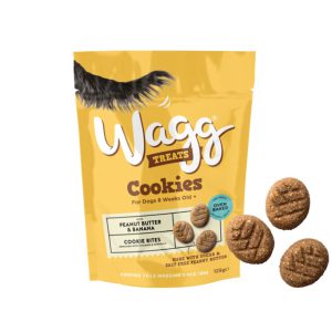 تشویقی سگ و توله سگ (آموزشی) برند Wagg | کوکی کره بادام زمینی و موز Wagg Cookies Cookie Bites with Peanut Butter & Banana