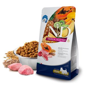 غذای خشک سگ فارمینا با گوشت بره و میوه های استوایی مدل Tropical | جثه کوچک | 1/5 کیلو N&D Tropical Selection Canine Lamb
