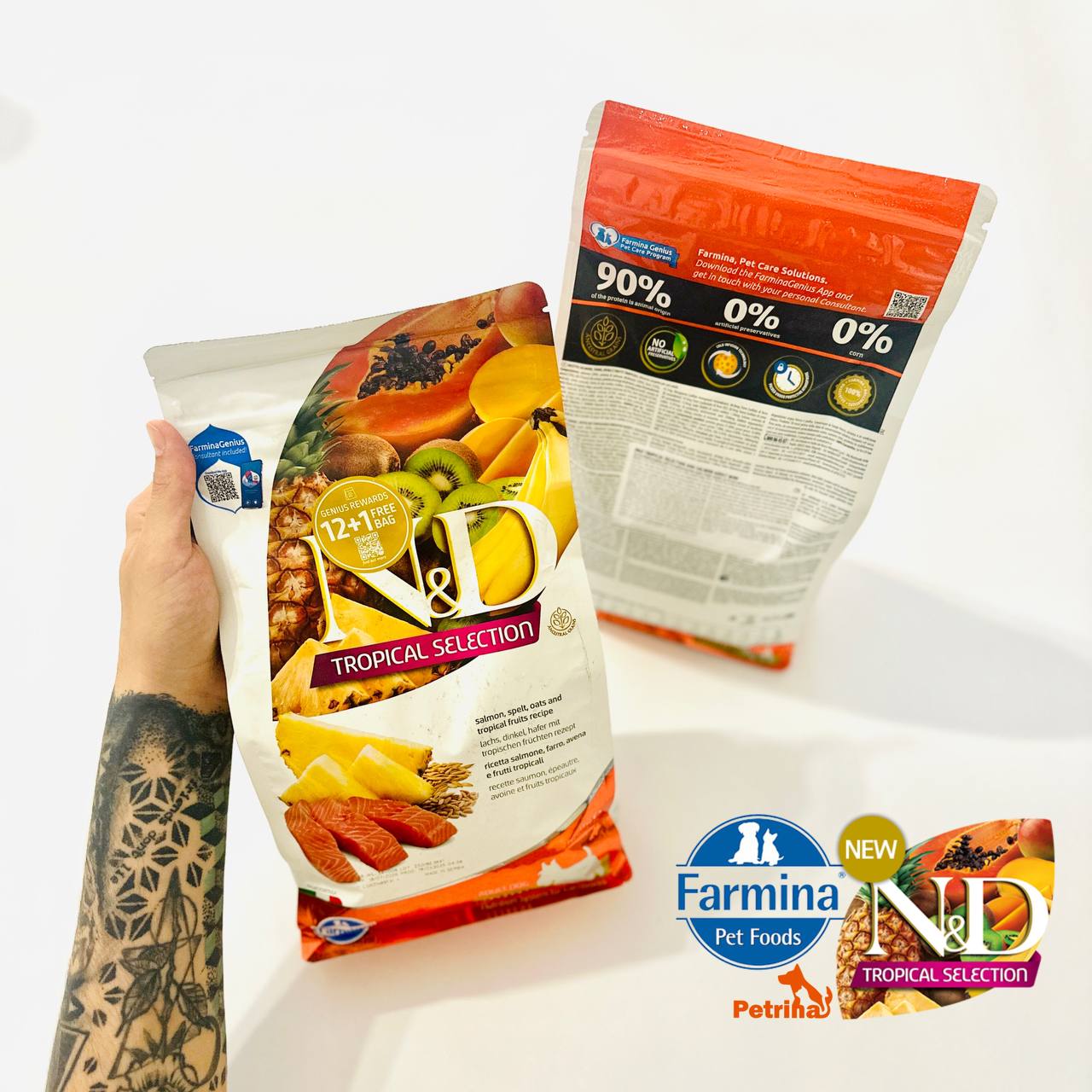 N&D Tropical Selection Canine Salmon غذای خشک سگ فارمینا با گوشت سالمون و میوه های استوایی مدل Tropical | جثه کوچک | 1/5 کیلو