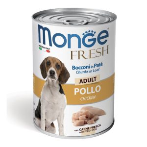 کنسرو سگ مونژه Monge Fresh تکه‌های مرغ | طبیعی | 400 گرم Monge Fresh Adult Dog Chunks in Loaf with Chicken for Dogs