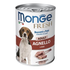 کنسرو سگ مونژه Monge Fresh تکه‌های گوشت بره| طبیعی | 400 گرم Monge Fresh Adult Dog Chunks in Loaf with Lamb