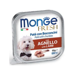 کنسرو سگ مونژه پته Monge Fresh گوشت بره | طبیعی - بدون غلات | 100 گرم Monge Fresh Paté and Chunkies with Lamb for Dogs