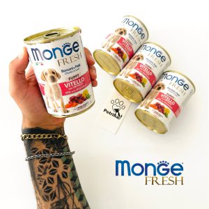 کنسرو توله سگ مونژه Monge Fresh تکه‌های گوشت گوساله و سبزیجات | طبیعی | 400 گرم Monge Fresh Puppy Dog Chunks in Loaf Veal with Vegetables