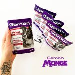 پوچ سگ مونژه Gemon تکه‌های گوشت گوساله و خوک (همه نژادها) | 100 گرم Monge Gemon All Breeds Adult Dog Chunkies with Beef and Ham | High Premium