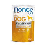 پوچ سگ مونژه گریل گوشت مرغ و بوقلمون | بدون غلات | 100 گرم Monge Grill Adult Dog Chunkies rich in Chicken and Turkey