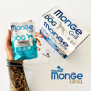 پوچ سگ مونژه گریل گوشت ماهی کاد | بدون غلات | 100 گرم Monge Grill Adult Dog Chunkies rich in Beef