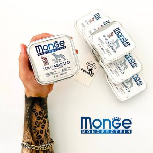 کنسرو سگ مونژه پته تک پروتئین گوشت بره| طبیعی - بدون غلات | 100 گرم Monge Monoprotein Paté only Lamb for Dogs