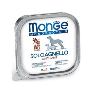 کنسرو سگ مونژه پته تک پروتئین گوشت بره| طبیعی - بدون غلات | 100 گرم Monge Monoprotein Paté only Lamb for Dogs