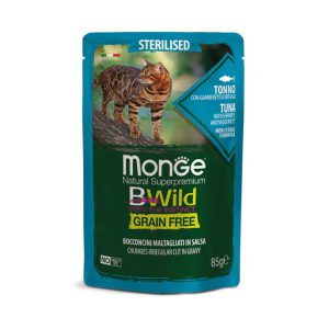 Monge Natural Super Premium Bwild Grain Free Formula Adult Cat Irregular Cut Chunkies in Gravy Anchovies with Vegetables