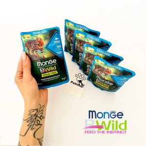 Monge Natural Super Premium Bwild Grain Free Formula Adult Cat Irregular Cut Chunkies in Gravy Anchovies with Vegetables