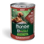 کنسرو سگ مونژه BWild گوشت بره و کدو حلوایی| سوپر پرمیوم، طبیعی - بدون غلات | 400گرم Monge Natural Super Premium Bwild Grain Free Formula All Breeds Adult Dog Irregular Cut Chunkies in Gravy Lamb with Pumpkin and Zucchini