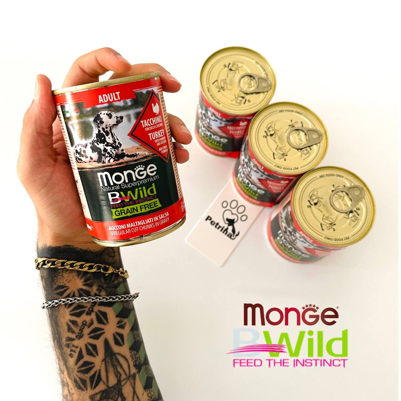 Monge Natural Super Premium Bwild Grain Free Formula All Breeds Adult Dog Irregular Cut Chunkies in Gravy Turkey with Pumpkin and Zucchini1 کنسرو سگ مونژه BWild گوشت بوقلمون و کدو حلوایی| سوپر پرمیوم، طبیعی - بدون غلات | 400گرم Monge Natural Super Premium Bwild Grain Free Formula All Breeds Adult Dog Irregular Cut Chunkies in Gravy Turkey with Pumpkin and Zucchini