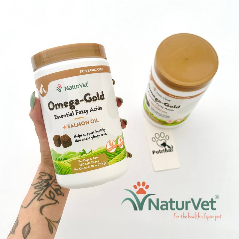 NaturVet® OMEGA-GOLD Soft Chews for Dogs and Cats مکمل تقویت پوست و موی سگ و گربه امگا گُلد نچر وت (آمریکایی) | 180 عدد NaturVet® OMEGA-GOLD Soft Chews for Dogs and Cats