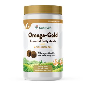 مکمل تقویت پوست و موی سگ و گربه امگا گُلد نچر وت (آمریکایی) | 180 عدد NaturVet® OMEGA-GOLD Soft Chews for Dogs and Cats