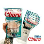تشویقی گربه Inaba Churu با مرغ و طعم خرچنگ | بدون غلات - کم کالری، بافت کرمی، لیسیدنی | غنی شده با تائورین و ویتامین E