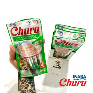 بستنی گربه Inaba Churu با ماهی تن و مرغ | بدون غلات - کم کالری، بافت کرمی، لیسیدنی | غنی شده با تائورین و ویتامین E Churu Tuna with Chicken Recipe| Creamy Treats