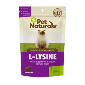 مکمل L-Lysine (اِل-لیزین) گربه  Pet Naturals (آمریکایی) | سیستم ایمنی، درمان عفونت چشم و تنفسی 100% طبیعی | 60 عدد  Pet Naturals L-Lysine - 60ct