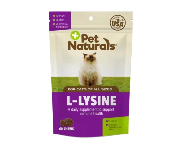 مکمل L-Lysine (اِل-لیزین) گربه  Pet Naturals (آمریکایی) | سیستم ایمنی، درمان عفونت چشم و تنفسی 100% طبیعی | 60 عدد  Pet Naturals L-Lysine - 60ct
